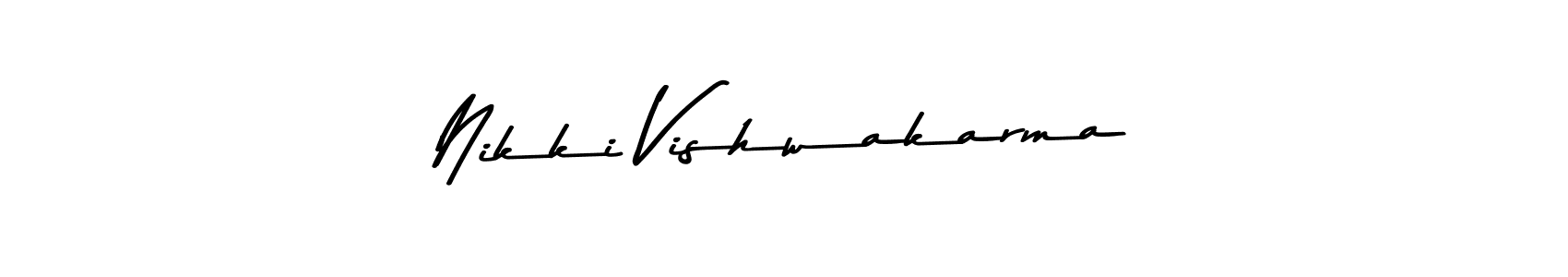 How to make Nikki Vishwakarma name signature. Use Asem Kandis PERSONAL USE style for creating short signs online. This is the latest handwritten sign. Nikki Vishwakarma signature style 9 images and pictures png