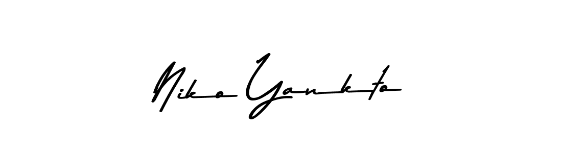How to make Niko Yankto name signature. Use Asem Kandis PERSONAL USE style for creating short signs online. This is the latest handwritten sign. Niko Yankto signature style 9 images and pictures png