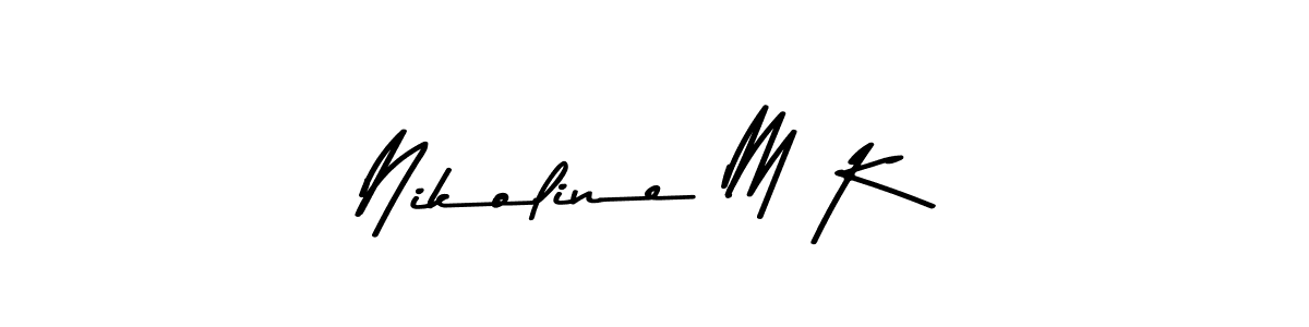 Make a beautiful signature design for name Nikoline M K. With this signature (Asem Kandis PERSONAL USE) style, you can create a handwritten signature for free. Nikoline M K signature style 9 images and pictures png