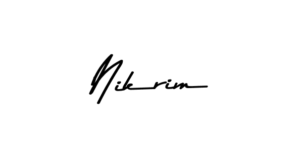 How to make Nikrim name signature. Use Asem Kandis PERSONAL USE style for creating short signs online. This is the latest handwritten sign. Nikrim signature style 9 images and pictures png