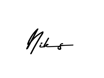 Make a beautiful signature design for name Niks. With this signature (Asem Kandis PERSONAL USE) style, you can create a handwritten signature for free. Niks signature style 9 images and pictures png