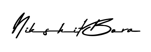 A classic penmanship look for Nikshit Bora. The Asem Kandis PERSONAL USE font brings timeless elegance and confidence to every signed document. Nikshit Bora signature style 9 images and pictures png