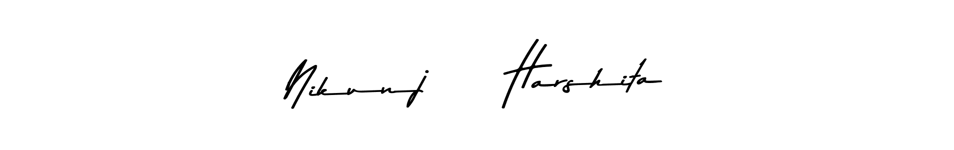 This is the best signature style for the Nikunj     Harshita name. Also you like these signature font (Asem Kandis PERSONAL USE). Mix name signature. Nikunj     Harshita signature style 9 images and pictures png