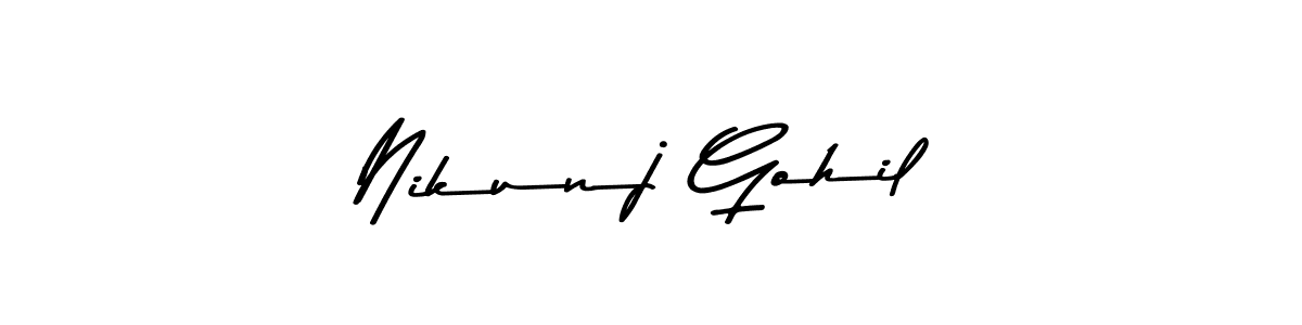 Create a beautiful signature design for name Nikunj Gohil. With this signature (Asem Kandis PERSONAL USE) fonts, you can make a handwritten signature for free. Nikunj Gohil signature style 9 images and pictures png