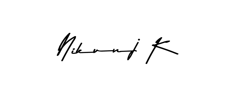 if you are searching for the best signature style for your name Nikunj K. so please give up your signature search. here we have designed multiple signature styles  using Asem Kandis PERSONAL USE. Nikunj K signature style 9 images and pictures png