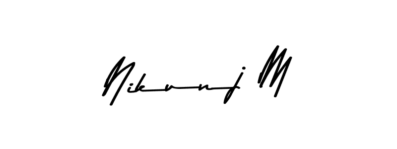 if you are searching for the best signature style for your name Nikunj M. so please give up your signature search. here we have designed multiple signature styles  using Asem Kandis PERSONAL USE. Nikunj M signature style 9 images and pictures png