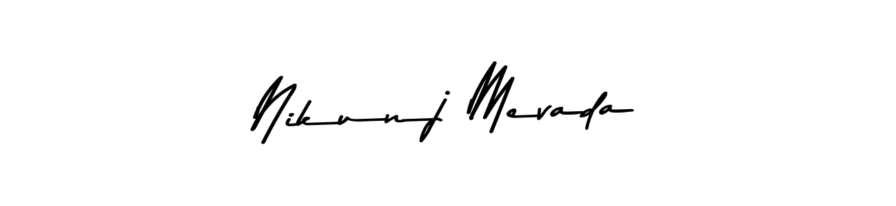 Make a beautiful signature design for name Nikunj Mevada. With this signature (Asem Kandis PERSONAL USE) style, you can create a handwritten signature for free. Nikunj Mevada signature style 9 images and pictures png