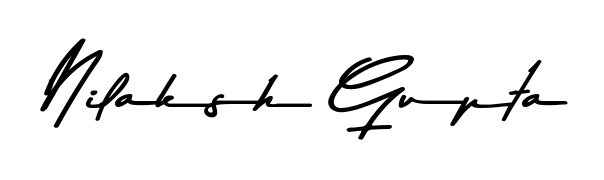 The Asem Kandis PERSONAL USE typeface gives name Nilaksh Gupta a refined look. Suitable for certificates, diplomas, and official verification. Nilaksh Gupta signature style 9 images and pictures png
