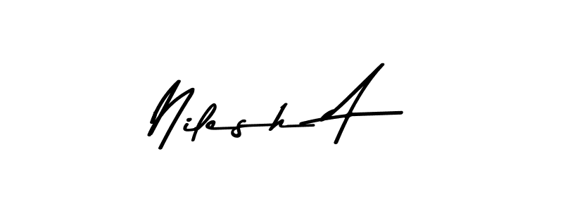 Design your own signature with our free online signature maker. With this signature software, you can create a handwritten (Asem Kandis PERSONAL USE) signature for name Nilesh A. Nilesh A signature style 9 images and pictures png