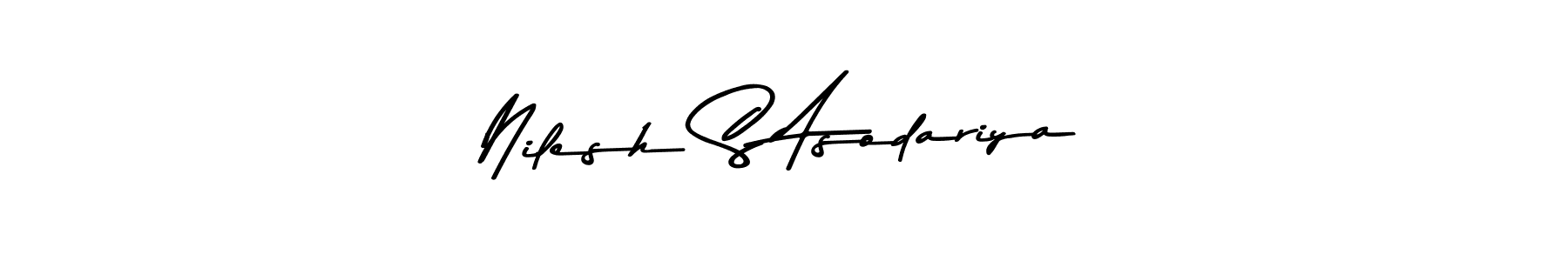 This is the best signature style for the Nilesh S Asodariya name. Also you like these signature font (Asem Kandis PERSONAL USE). Mix name signature. Nilesh S Asodariya signature style 9 images and pictures png