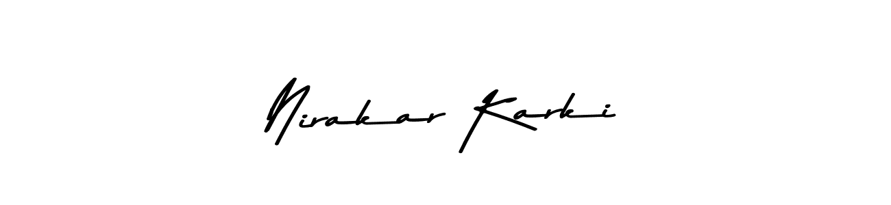 How to make Nirakar Karki name signature. Use Asem Kandis PERSONAL USE style for creating short signs online. This is the latest handwritten sign. Nirakar Karki signature style 9 images and pictures png