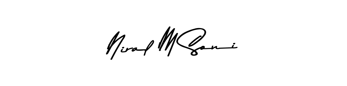 How to make Niral M Soni name signature. Use Asem Kandis PERSONAL USE style for creating short signs online. This is the latest handwritten sign. Niral M Soni signature style 9 images and pictures png