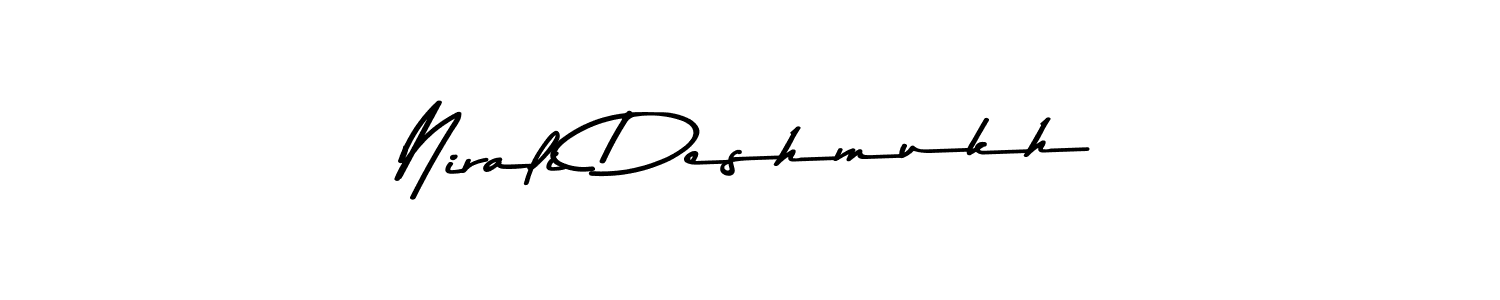 How to make Nirali Deshmukh name signature. Use Asem Kandis PERSONAL USE style for creating short signs online. This is the latest handwritten sign. Nirali Deshmukh signature style 9 images and pictures png