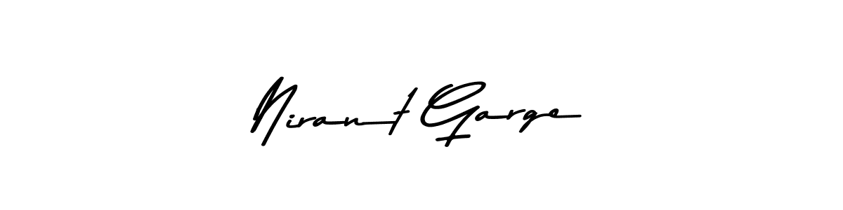 The best way (Asem Kandis PERSONAL USE) to make a short signature is to pick only two or three words in your name. The name Nirant Garge include a total of six letters. For converting this name. Nirant Garge signature style 9 images and pictures png