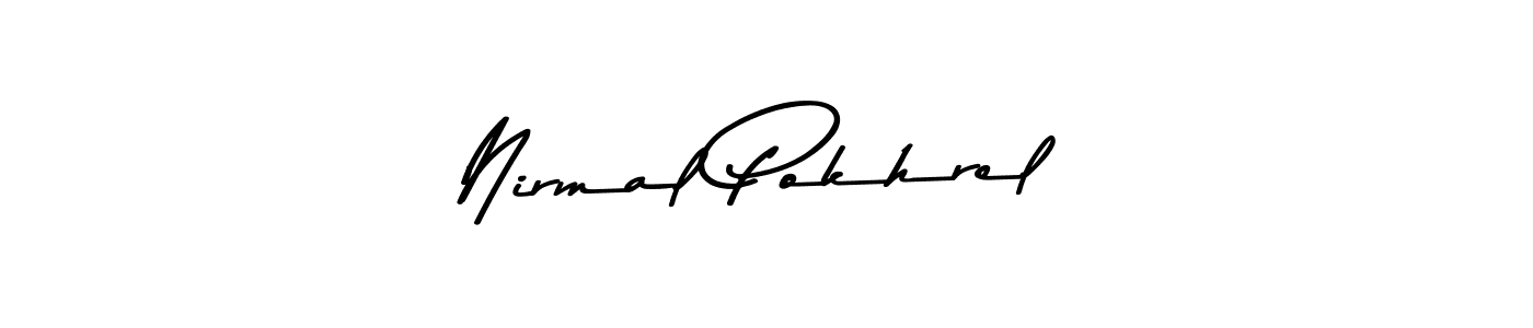 How to make Nirmal Pokhrel name signature. Use Asem Kandis PERSONAL USE style for creating short signs online. This is the latest handwritten sign. Nirmal Pokhrel signature style 9 images and pictures png