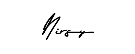 The Asem Kandis PERSONAL USE font transforms the name Nirsy into an executive sign with sharp precision and distinguished character. Nirsy signature style 9 images and pictures png