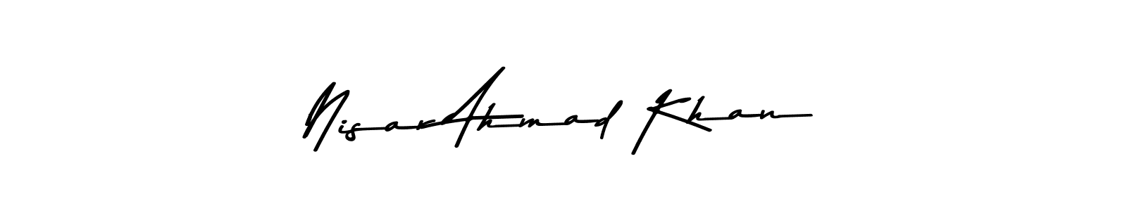 This is the best signature style for the Nisar Ahmad Khan name. Also you like these signature font (Asem Kandis PERSONAL USE). Mix name signature. Nisar Ahmad Khan signature style 9 images and pictures png