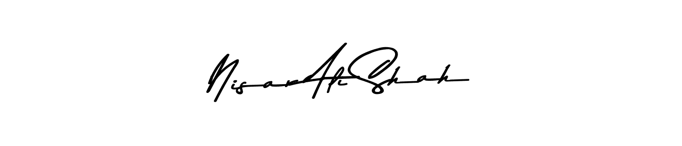 Make a beautiful signature design for name Nisar Ali Shah. With this signature (Asem Kandis PERSONAL USE) style, you can create a handwritten signature for free. Nisar Ali Shah signature style 9 images and pictures png