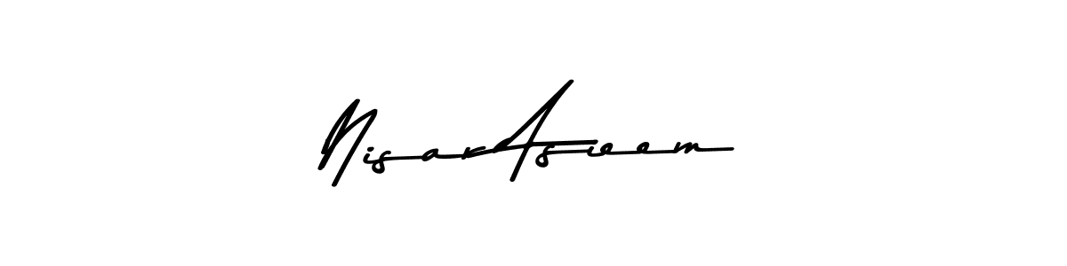 Create a beautiful signature design for name Nisar Asieem. With this signature (Asem Kandis PERSONAL USE) fonts, you can make a handwritten signature for free. Nisar Asieem signature style 9 images and pictures png