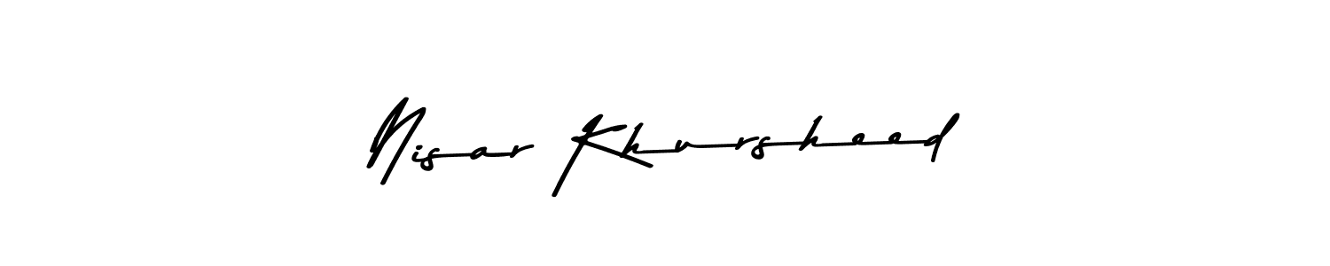 Make a beautiful signature design for name Nisar Khursheed. With this signature (Asem Kandis PERSONAL USE) style, you can create a handwritten signature for free. Nisar Khursheed signature style 9 images and pictures png