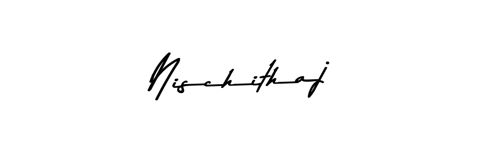 How to make Nischithaj name signature. Use Asem Kandis PERSONAL USE style for creating short signs online. This is the latest handwritten sign. Nischithaj signature style 9 images and pictures png