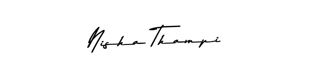 Create a beautiful signature design for name Nisha Thampi. With this signature (Asem Kandis PERSONAL USE) fonts, you can make a handwritten signature for free. Nisha Thampi signature style 9 images and pictures png