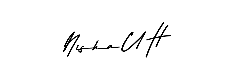 The best way (Asem Kandis PERSONAL USE) to make a short signature is to pick only two or three words in your name. The name Nisha U H include a total of six letters. For converting this name. Nisha U H signature style 9 images and pictures png