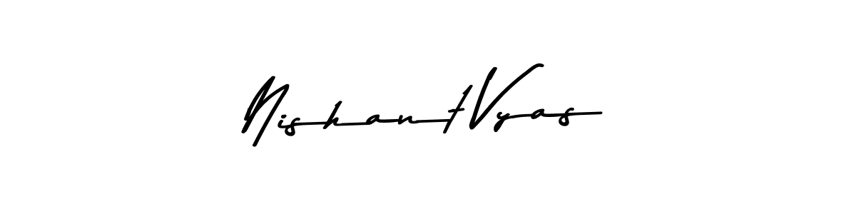 Make a beautiful signature design for name Nishant Vyas. With this signature (Asem Kandis PERSONAL USE) style, you can create a handwritten signature for free. Nishant Vyas signature style 9 images and pictures png