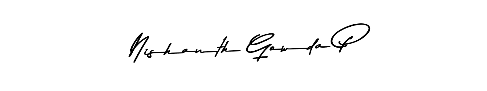 Create a beautiful signature design for name Nishanth Gowda P. With this signature (Asem Kandis PERSONAL USE) fonts, you can make a handwritten signature for free. Nishanth Gowda P signature style 9 images and pictures png