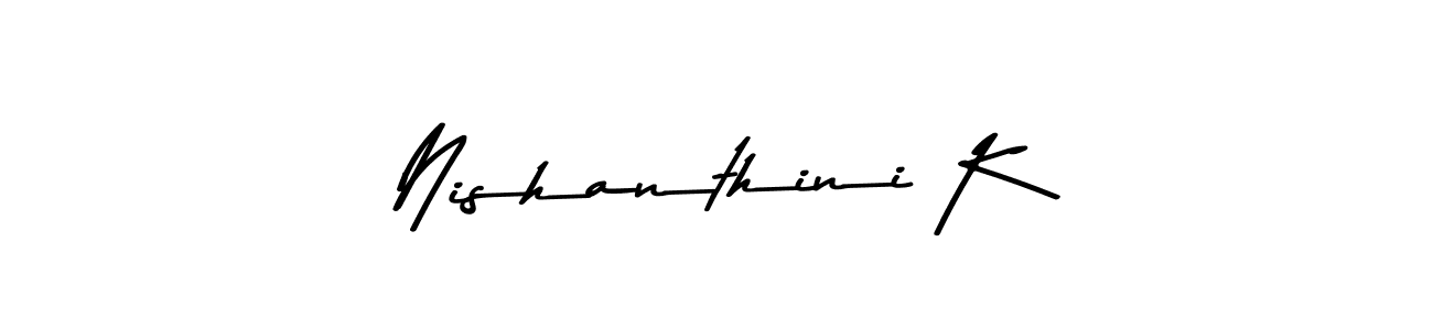 Create a beautiful signature design for name Nishanthini K. With this signature (Asem Kandis PERSONAL USE) fonts, you can make a handwritten signature for free. Nishanthini K signature style 9 images and pictures png