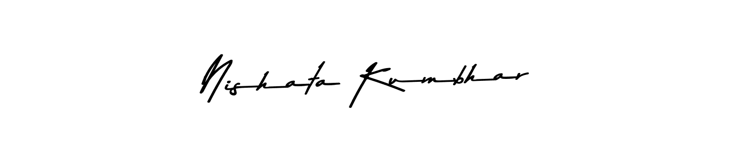 You should practise on your own different ways (Asem Kandis PERSONAL USE) to write your name (Nishata Kumbhar) in signature. don't let someone else do it for you. Nishata Kumbhar signature style 9 images and pictures png