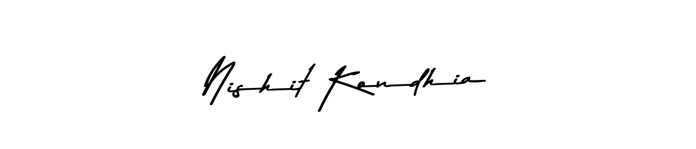 How to make Nishit Kondhia name signature. Use Asem Kandis PERSONAL USE style for creating short signs online. This is the latest handwritten sign. Nishit Kondhia signature style 9 images and pictures png