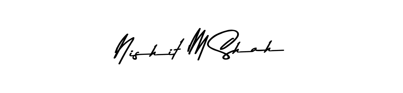 Create a beautiful signature design for name Nishit M Shah. With this signature (Asem Kandis PERSONAL USE) fonts, you can make a handwritten signature for free. Nishit M Shah signature style 9 images and pictures png