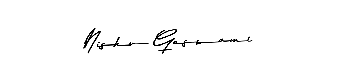 You should practise on your own different ways (Asem Kandis PERSONAL USE) to write your name (Nishu Goswami) in signature. don't let someone else do it for you. Nishu Goswami signature style 9 images and pictures png