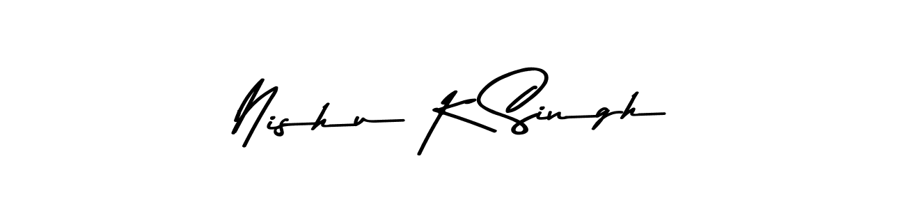 The best way (Asem Kandis PERSONAL USE) to make a short signature is to pick only two or three words in your name. The name Nishu K Singh include a total of six letters. For converting this name. Nishu K Singh signature style 9 images and pictures png
