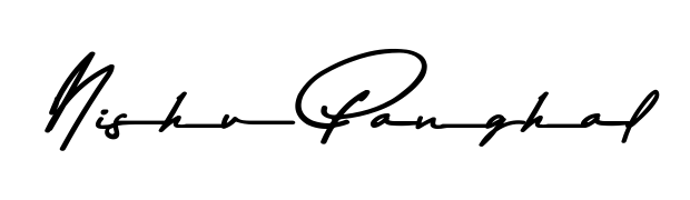 Transform the name Nishu Panghal into a signature masterpiece using Asem Kandis PERSONAL USE font. Ideal for photographers, artists, and creators looking for watermarks. Nishu Panghal signature style 9 images and pictures png
