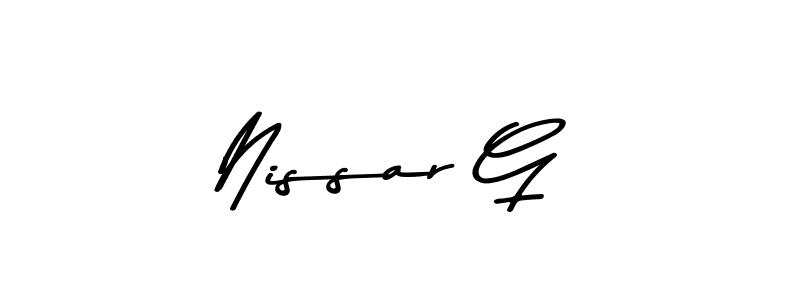 Use a signature maker to create a handwritten signature online. With this signature software, you can design (Asem Kandis PERSONAL USE) your own signature for name Nissar G. Nissar G signature style 9 images and pictures png