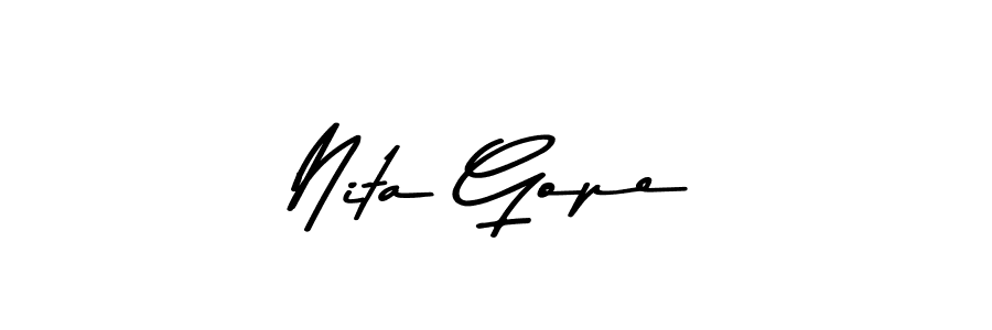 Make a beautiful signature design for name Nita Gope. With this signature (Asem Kandis PERSONAL USE) style, you can create a handwritten signature for free. Nita Gope signature style 9 images and pictures png