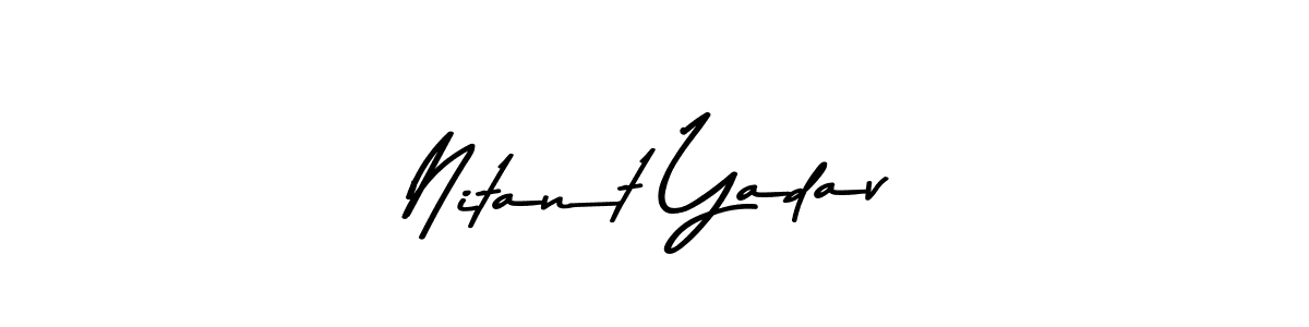 How to make Nitant Yadav name signature. Use Asem Kandis PERSONAL USE style for creating short signs online. This is the latest handwritten sign. Nitant Yadav signature style 9 images and pictures png
