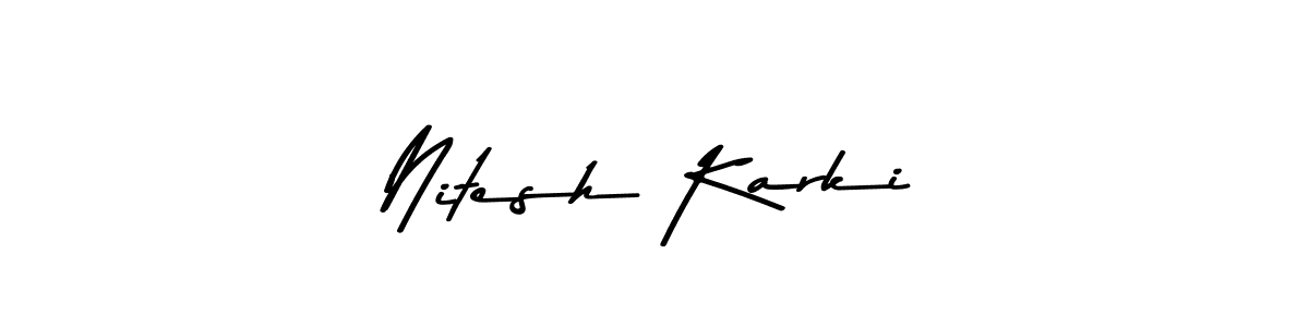 How to make Nitesh Karki name signature. Use Asem Kandis PERSONAL USE style for creating short signs online. This is the latest handwritten sign. Nitesh Karki signature style 9 images and pictures png