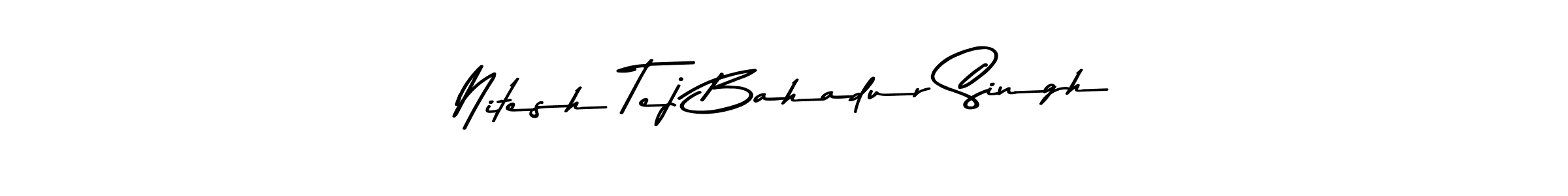 How to make Nitesh Tej Bahadur Singh name signature. Use Asem Kandis PERSONAL USE style for creating short signs online. This is the latest handwritten sign. Nitesh Tej Bahadur Singh signature style 9 images and pictures png