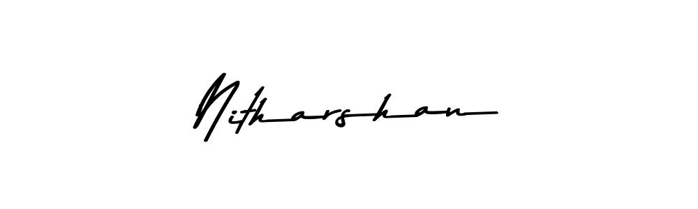 Make a beautiful signature design for name Nitharshan. With this signature (Asem Kandis PERSONAL USE) style, you can create a handwritten signature for free. Nitharshan signature style 9 images and pictures png