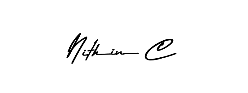 How to make Nithin C name signature. Use Asem Kandis PERSONAL USE style for creating short signs online. This is the latest handwritten sign. Nithin C signature style 9 images and pictures png