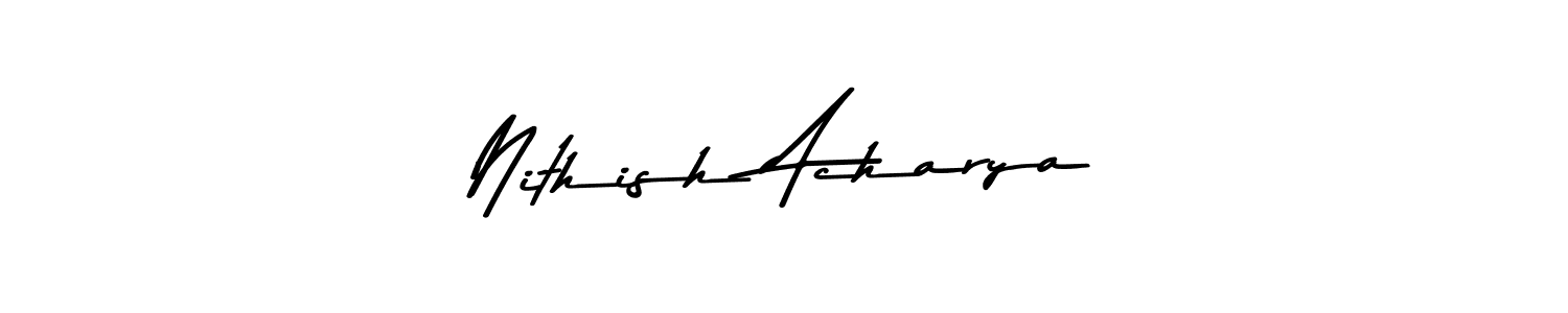 How to make Nithish Acharya name signature. Use Asem Kandis PERSONAL USE style for creating short signs online. This is the latest handwritten sign. Nithish Acharya signature style 9 images and pictures png