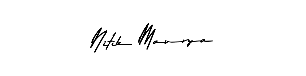 How to make Nitik Maurya name signature. Use Asem Kandis PERSONAL USE style for creating short signs online. This is the latest handwritten sign. Nitik Maurya signature style 9 images and pictures png