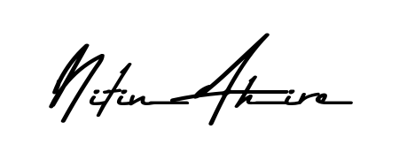 A modern signature idea for name Nitin Ahire using Asem Kandis PERSONAL USE font. Clean strokes and elegant curves make it stand out instantly. Nitin Ahire signature style 9 images and pictures png