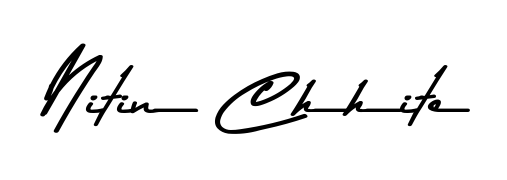 Looking for an artistic signature for Nitin Chhite? The Asem Kandis PERSONAL USE calligraphy style gives a sophisticated flow suitable for business cards and emails. Nitin Chhite signature style 9 images and pictures png