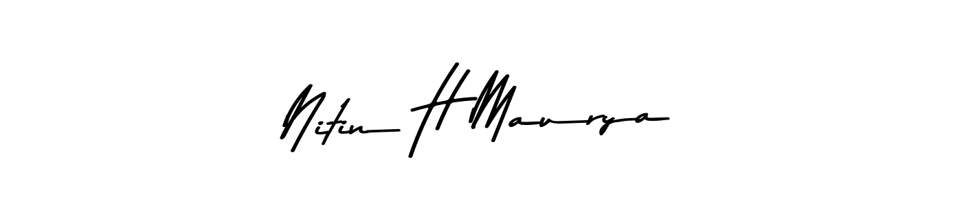 Also You can easily find your signature by using the search form. We will create Nitin H Maurya name handwritten signature images for you free of cost using Asem Kandis PERSONAL USE sign style. Nitin H Maurya signature style 9 images and pictures png