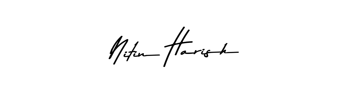 How to make Nitin Harish name signature. Use Asem Kandis PERSONAL USE style for creating short signs online. This is the latest handwritten sign. Nitin Harish signature style 9 images and pictures png