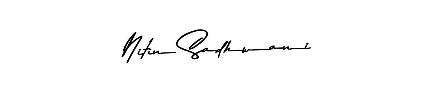How to make Nitin Sadhwani name signature. Use Asem Kandis PERSONAL USE style for creating short signs online. This is the latest handwritten sign. Nitin Sadhwani signature style 9 images and pictures png